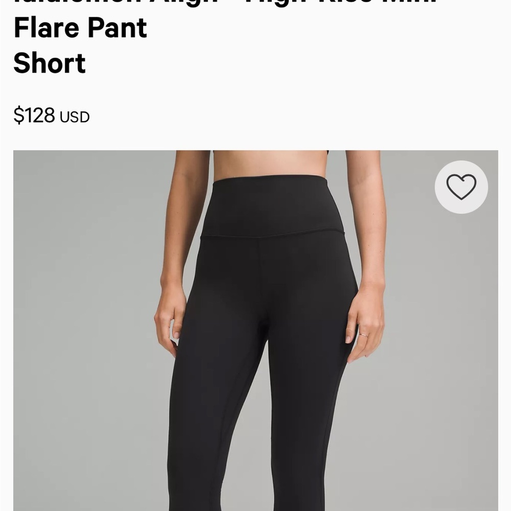 lululemon Black High-Rise  mini Flare Pant short